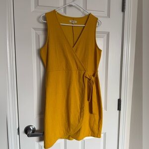 Madewell Casual Wrap Dress, yellow, medium